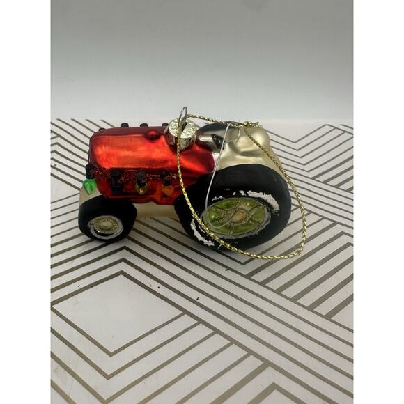 Primitives By Kathy Red Tractor Glass ORNAMENT NEW Christmas Holiday - Picture 4 of 6